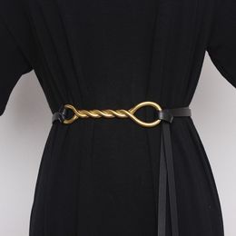 2021 Self-tie Bow Cow Leather Waist Belt For Women Multi-colors Slim Waistband Plus Size Cowskin Coat Suit Corset Cinch Belt New 267Y