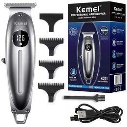 Electric Shavers Kemei 1948 LCD Display All Metal Hair Trimmer Professional Electric Beard Clipper Grooming Edge Hair Cut Machine Rechargeable T240507