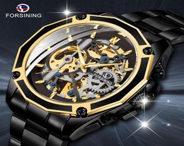Forsining Golden Gear Openwork Steampunk Racing Sport Military Design Waterproof Mens Mechanical Skeleton Watch Top Brand Clock Wr5718501