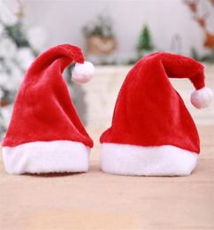 Fashion Adult kids Christmas Santa Hat Soft Red Plush Party Beanie Hat Classic Party Xmas Costume Christmas Decoration Gift dc8154826655