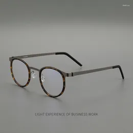 Sunglasses Frames Pure Titanium Eyeglass Frame With Minimalist Design Super Lightweight 9g Classic Retro Round Glasses Men Women