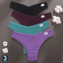 Women's Panties FINETOO 3-piece/set underwear womens cotton underwear womens thong sexy underwear low rise underwear bikini Brazilian underwearL2405