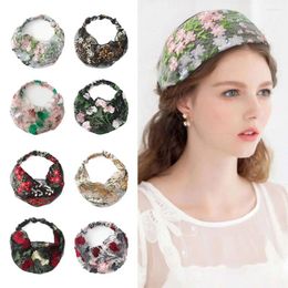 Scarves Thin Embroidered Headscarf Creative Wide Edge Hair Cover Lace Headwear Floral Multicolor Flower Pattern Headband Female