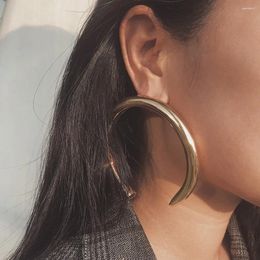 Hoop Earrings Trendy Big Open Round Drop For Women Exaggerated Punk Gold Colour Moon Shaped Circle Metal Earring Party Wedding Jewellery