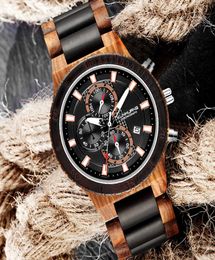 Kunhuang Top Brand Luxunhão Wooden Watch Men Menislish Wood Timepieces Cronograph Militares Militares Relógios em Wood Relogio Masculino3584534
