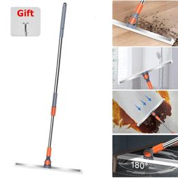 LMETJMA Multifunction Magic Broom Adjustable 180° Rotatable Mop Window Squeegee Sweeper Wiper with Hook KC0426 240508