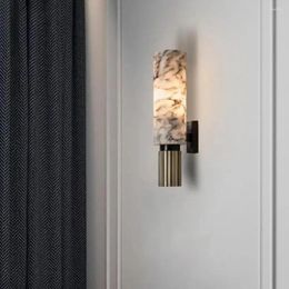 Wall Lamps Modern Spanish Style Marble Lamp Copper Light Luxury Natural Villa Aisle Corridor Bedroom Study