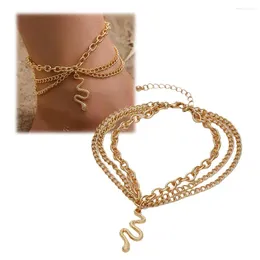 Anklets Bohemia Gold Colour Snake Ankle Bracelet For Women Girls Punk Layered Dangle Anklet Foot Chain Jewellery Gift F8X6