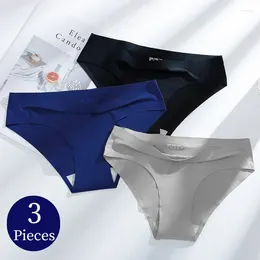 Women's Panties BZEL 3PCS/Set Seamless Solid Colour Cosy Underwear Sexy Silk Satin Panty Breathable Briefs Skin-Friendly Lingerie