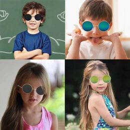 Sunglasses 2022 New Kids Children Cute Alloy Round UV400 Sunglasses Baby Girls Personality Outdoor Sun Protection Glasses Kids Sunglasses