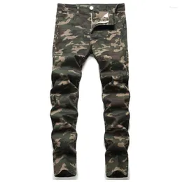 Men's Jeans Arrivals Male Denim Camouflage Straight Fashion Cool Four Season Dropship Trousers Washed Brand Trend Green Pants