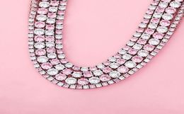 3456mm 16quot24quot Hip Hop Bling Iced Out white Pink Two Tone CZ Stone Tennis Chain Chokers Necklace for Women Men Rapper9040219