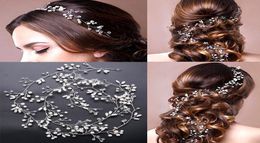 Başlık Fascinators Süper Uzun Gelinler için Düğün Gümüş Altın El yapımı Rhinestone İnci Saç Bandı Kafa Bandı Lüks Saç Accessorie8627694