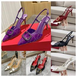 designer lady sandals summer luxury women sandals genuine leather leather wine-red black high heels pointed toe metal pointed thin hee 4cm 6cm 8cm 10cm sexy thin heel