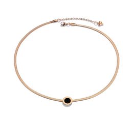 Pendant Necklace Choker Necklaces Rose Gold Torques Jewellery Engraved with Roman Numerals Chain Circle Solitaire Dainty multi264Q7600593