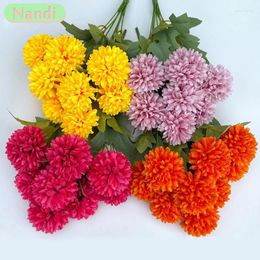 Decorative Flowers 42cm Simulated Hydrangea Camellia Artificial Green Plant Bouquet Bridal DIY Home Wedding Table Centre Decoration