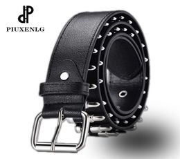 Hollow Bullet Decoration Belt Fashion Ladies Leather Luxury Studded Gift ManS Goth Rock Wild Adjustable WomenS Punk Black 2204022465283