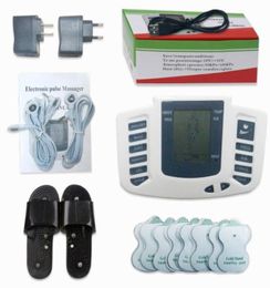 Electrical Stimulator Full Body Relax Muscle Digital Massager Pulse TENS Acupuncture with Therapy Slipper 16 Pcs Electrode Pad1091321