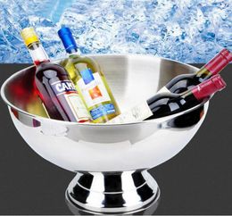 Thickening Stainless Steel Big Size Basin Champagne Ice Bucket Wine Cooler Drink Chiller Party Food Salad Bowl ZA48635650791