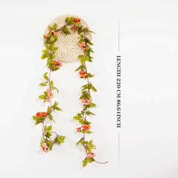 Decorative Flowers Wreaths Artificial Flowers Vine Red Rose DIY Wedding Decoration Fake Flower Home Room Decor Wall Hanging Garland PlantsGarden Arch