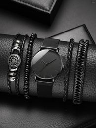 Wristwatches Watch Bracelet Minimalist Mens Fashion Ultra Thin Wristwatch Simple Men Business Black Mesh Quartz