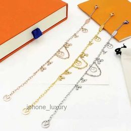 designer Bracelets Bangle 18K Gold Plated Stainless steel Flower Letter Pendants Lovers Gift Wristband Cuff Chain Women Bracelet for Birthday Gift