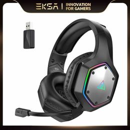 Headsets EKSA 2.4GHz wireless headphone E1000 WT 7.1 surround wired gaming headset with ENC microphone for low latency suitable for PC/PS4/PS5/Xbox J240508