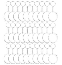 Keychains 487296pcs Acrylic Transparent Circle Discs Set Key Chains Clear Round Keychain Blanks For DIY Transparent1398448