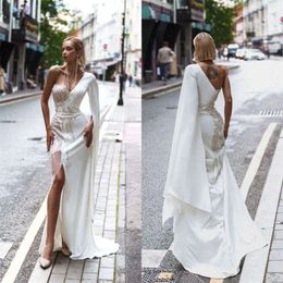 One Sequints Modern Fashion Glitter Mermaud Sexy-Spet Bridal Howns Custom Made Sweep Train Свадебное платье