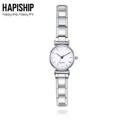 Hapiship Fashion Womens Stainless Steel White Black Watch Bracelet Bangle For Party Friend Wife Birthday Jewellery Gift G150 240508