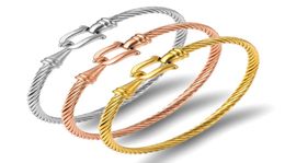 Fashion Charm Cuff Bracelets Bangles for Women Gold Color Stainless Steel Wire Thin Bangles ing Rope Bracelet statement Jewel4145997