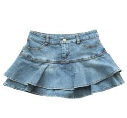 2020 Summer Low Waist A Line Denim Skirt Women Sexy Pleated Mini Jeans Skirts Korean Style Casual Faldas Mujer LJ2009093114623