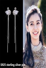 zircon earing S925 silver needle little black stud tassel earring big brand woman jewelry94048689668134