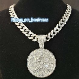 Pendant Necklaces Hip Hop Crystal Lucky Number 7 Pendant With Big Miami Cuban Chain Choker Necklace For Men Women Iced Out Coin Jewellery 220909