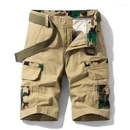 Men's Shorts Multi-Pocket Workwear Loose All-Matching Straight Middle Pants 2024 Summer Cotton Elastic Rest