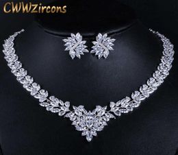 CWWZircons Super Luxury Bridal CZ Jewellery White Gold Colour African Wedding Cubic Zirconia Beads Jewellery Sets for Brides T146 H10224208830