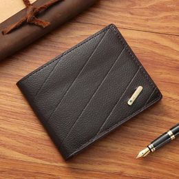 Wallets Men's Wallet Men Short Multiple Card Slots Fashion Leisure Youth Thin Three-Fold Horizontal Soft Leather