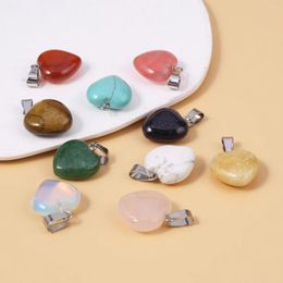 Pendant Necklaces 10pc/lot Natural Stone Pendants Heart Labradorite Pink Quartz Charms Fit Making Women Jewellery Necklace Earrings