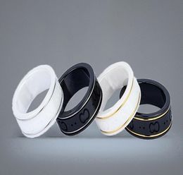 Ceramic Band Rings Black White for Women Men Jewellery Gold Silver Ring with box5194588