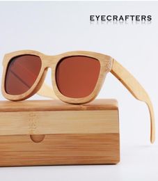 Sunglasses Polarized Mens Retro Vintage Mirrored Natural Bamboo Wood Womens Brand Designer Wooden11032058