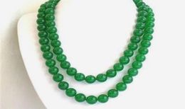 Long 32quot 8mm Natural green jade round beads Gemstones necklace9626377