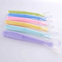 Cups Dishes Utensils New Baby Silicone Spoon Childrens Training Spoon Baby Feeding Silicone Soft Head Spoon Safe and SoftL2405