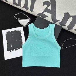 Designer High Quality Knitted Triangle Label Camisole Vest Fashion Embossed Alphabet Logo Embroidery Elastic Round Neck Wide Strap Sleeveless Women's Tanks 531