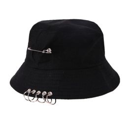 Bucket Hat Unisex Folding Hunting Fisherman Outdoor Cap Cool Girl Boy Iron Ring Fisherman Hiphop Hat Solid Outdoor Cotton Sunhat3842755