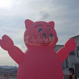 Partihandel 4MH 13ft uppblåsbar rosa gris tecknad luftblåst djur för utställning utomhusreklam