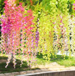 105CM Artificial Wisteria Flower New Long Type Silk Flower Vine Fake Plant Wedding Window DIY Decoration for Home el Shop Decor4269892