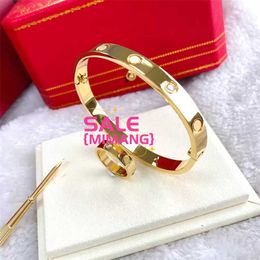 Titanium Bangle Luxury Bracelet For Women Man Fashion Screw Gold Bangle Diamond Crystal Design Lover charm Bracelets 4 CZ Designer Jewellery Birthday Gift 8NQI