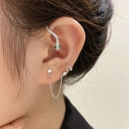 Dangle Earrings MWSONYA Korean Fashion Design Luxury Rhinestone Snake Ear Clip Women Elegant Crystal Tassel No Piercing Cartilage Jewelry