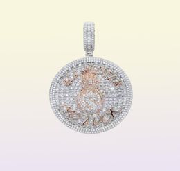 Bling Round Custom Letter Pendant Iced Out Money Bag Dollar Symbol Necklace Paved 5A CZ Cubic Zircon Men Hip Hop Jewelry10709505680532