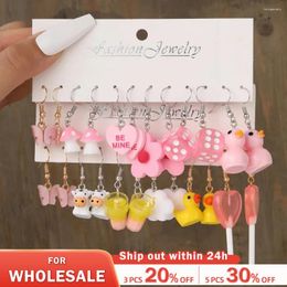 Dangle Earrings 12Pairs Set Of Children's Butterfly Baiyun Candy Duck Cow Mushroom Women Pendant